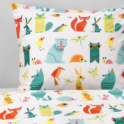IKEA LATTJO  (ИКЕА ЛАТТЙО)  -  Пододеяльник и наволочка, животное/мультиколор, 150x200/50x60 см