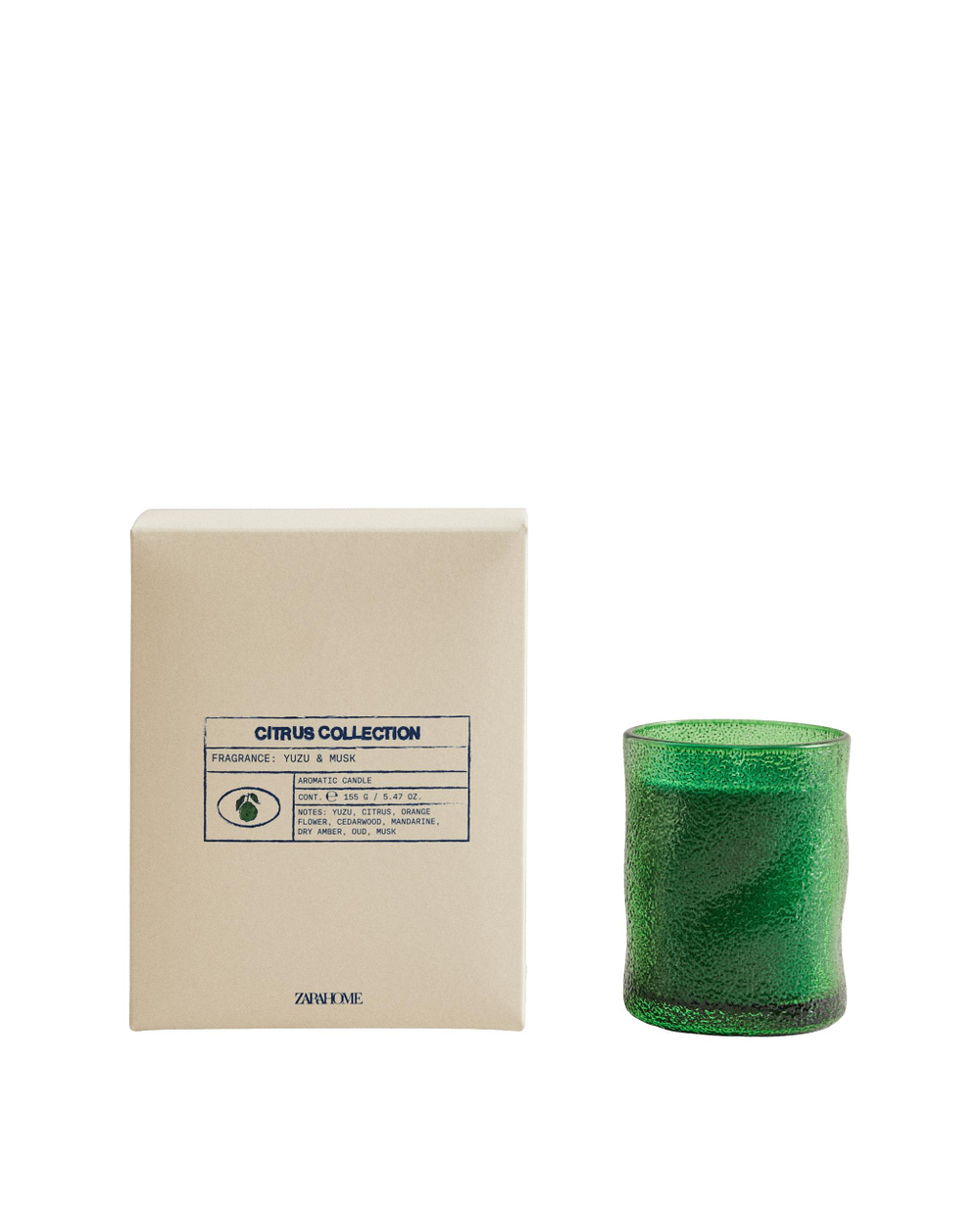 Zara Home Свеча ароматическая YUZU & MUSK 155 г, растительный воск, аромат цитрусово-мускусный, Жёлтый