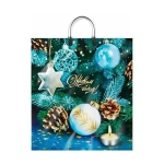 Пакет ПЭ с пластмассовыми ручками 40+10см(Золотые шишки) НГ Ла (комплект 10 шт)