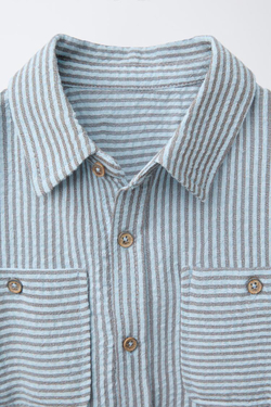 ZARA РУБАШКА В ПОЛОСКУ ИЗ РЕЛЬЕФНОЙ ТКАНИ, ПОЛОСКИ