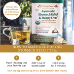 DelighTeas, Ayurvedic Stomach Relief & Happy Liver, травяной чай для выведения токсинов, без кофеина, 30 роскошных чайных пакетиков Pyramid, 120 г (4,2 унции)