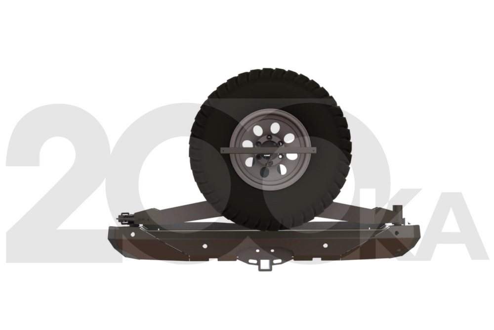 Бампер STC задний силовой для Toyota Land Cruiser 200 (2008-2015) с калиткой, кронштейном номерного знака, ПТФ