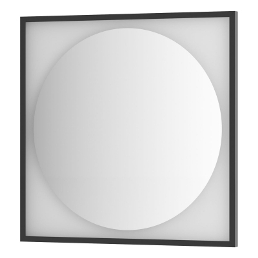 Зеркало Defesto с LED-подсветкой без выключателя 18 W нейтральный белый свет, черная рама 80x80 см