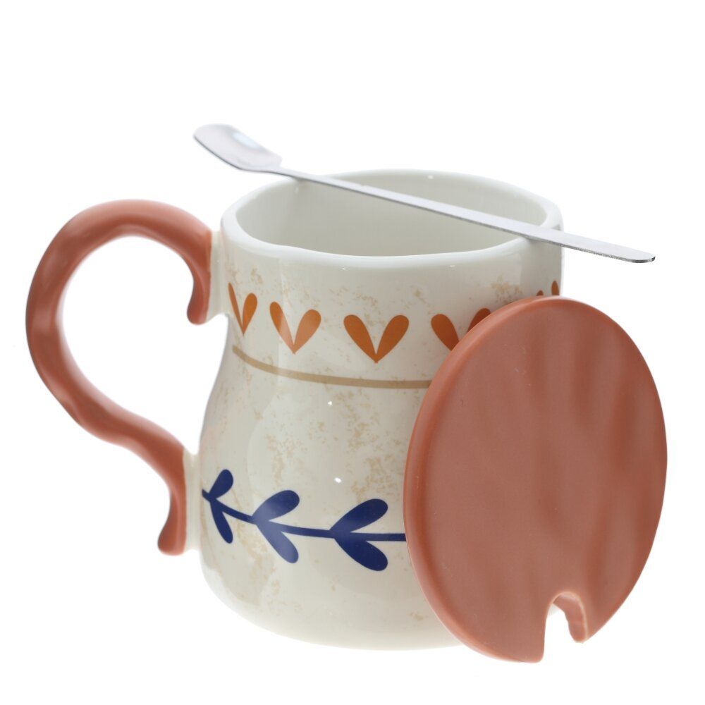 GAEM Кружка с крышкой и ложкой, 400 мл, L14 W10 H10 см, 4в.