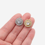 Подвеска "Amulet", прозрачное ювелирное стекло, фианиты, позолота, 16*14мм