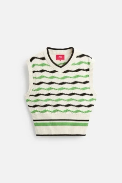 ZARA X HARRY LAMBERT ЖИЛЕТ В ПОЛОСКУ, ЭКРЮ