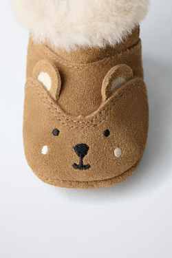 ZARA БОТИНКИ С ПОДКЛАДКОЙ И ДЕТАЛЬЮ В ФОРМЕ ЖИВОТНОГО, КОРИЧНЕВЫЙ