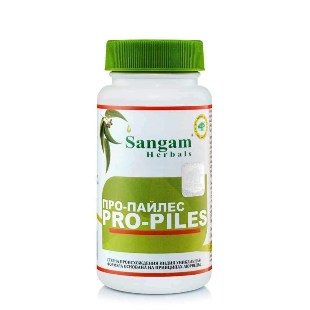 БАД Sangam Herbals Pro-Piles Про-Пайлес (750 мг) 60 таб камфора Вайгта (Commiphora wightii), азадирахта индийская (Ниим, Azadirachta indica), барбарис остистый (Berberis aristata), эмблика лекаpственная (Амла, Emblica officinalis), миробалан белерический (Terminalia belerica), бобовник индийский (Laburnum indica), баухуния пурпурная (Bauhunia purpurea), мезуя железная (Mesua ferrea), сапиндус (Sapindus mukorossi), коричник камфорный (Cinnamomum camphora), паслен черный (Solanum nigrum), алоэ вера (Aloe barbadensis), полынь обыкновенная (Artemisia vulgaris), никтантес арбор (Nyctanthes arbor)