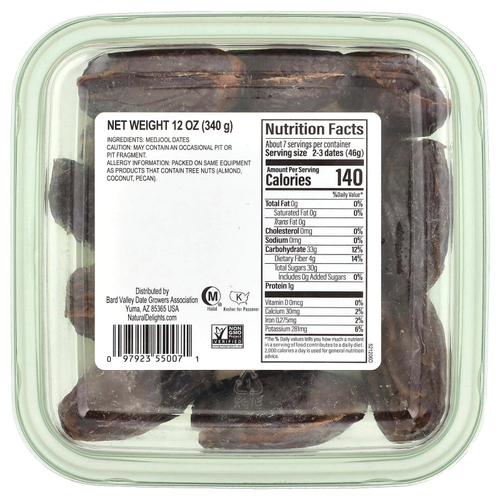 Natural Delights, Свежие финики Medjool, без косточек, 340 г (12 унций)