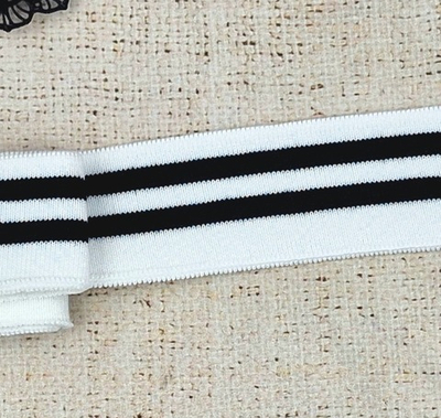 Подвязы трикотажные, ш. 4 см, L 133 см, белый с чёрным