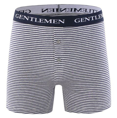 Хлопковые трусы-боксеры с тонкой полоской и брендированной резинкой (Размер: L) (Цвет: синий)