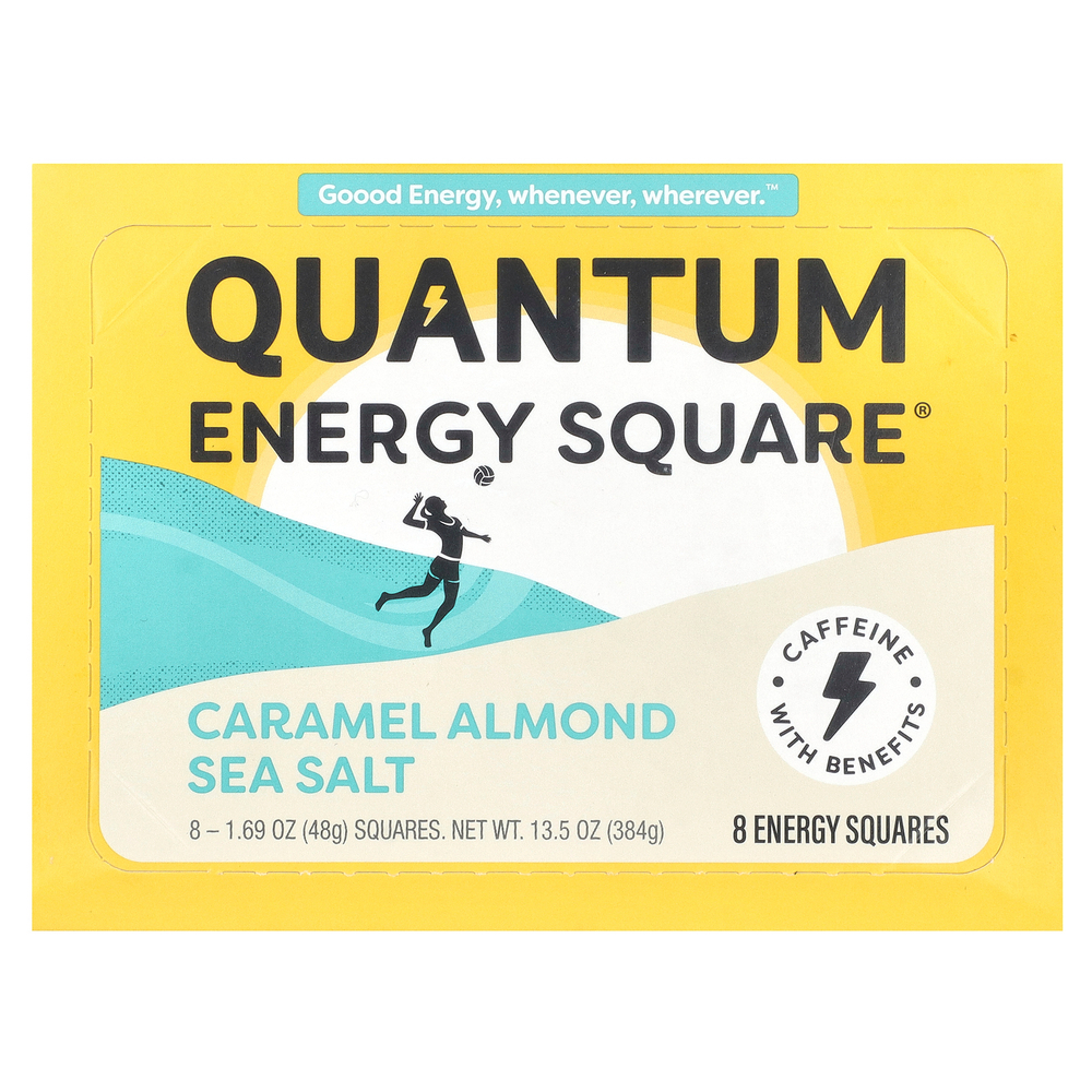 Quantum Energy Square, морская соль с карамелью и миндалем, 8 шт., 48 г (1,69 унции) каждый