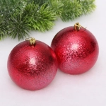 Новогодние шары 10см (набор 2шт) «Мягкий блеск», красный