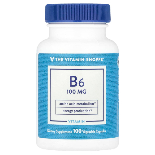 The Vitamin Shoppe, Витамин B6, 100 мг, 100 растительных капсул