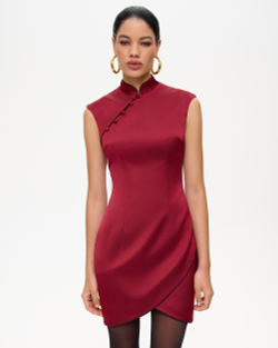 Платье мини из сатина