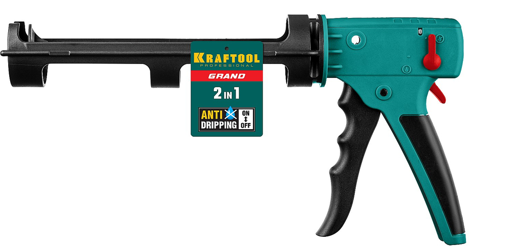 KRAFTOOL GRAND 2-in-1 310 мл, антикапельная система, скелетный пистолет для герметика (06674)