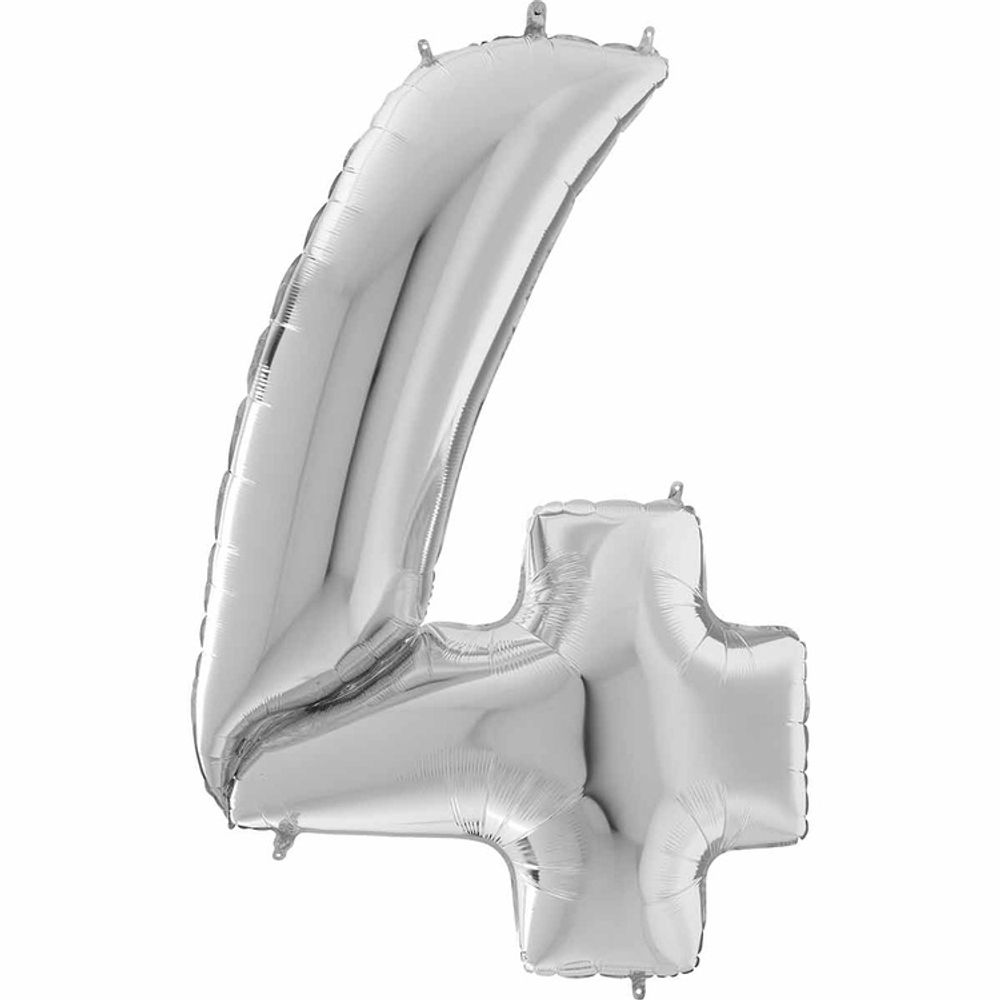 Шар фольгированный Цифра 4 162 см (Серебряный)