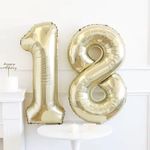 Шар (40''/102 см) Цифра, 1, Белое золото, 1 шт. в уп.