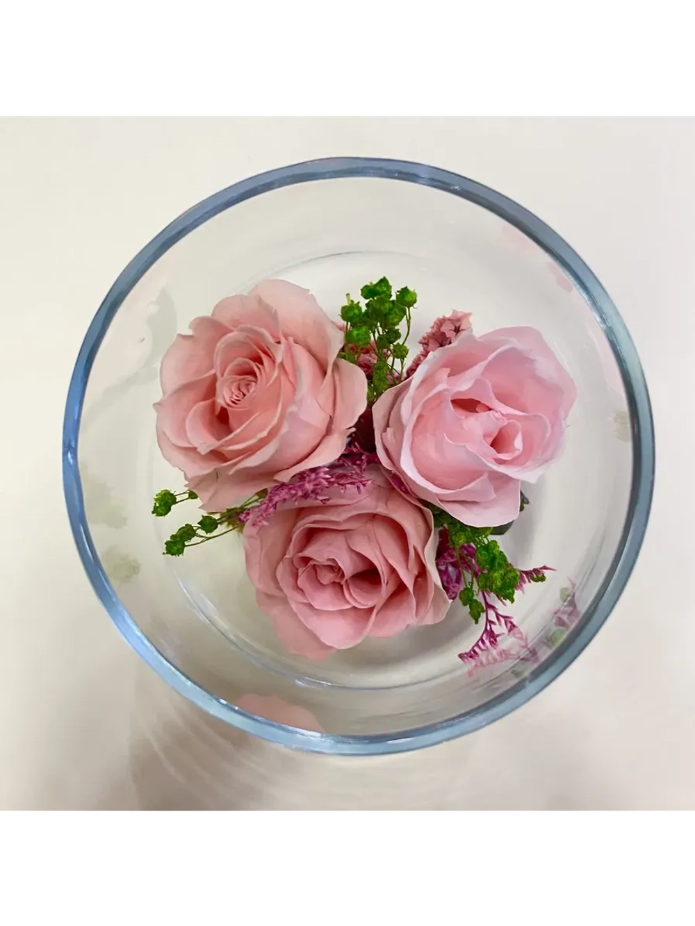 натуральные кустовые розы в стекле, вакуум*