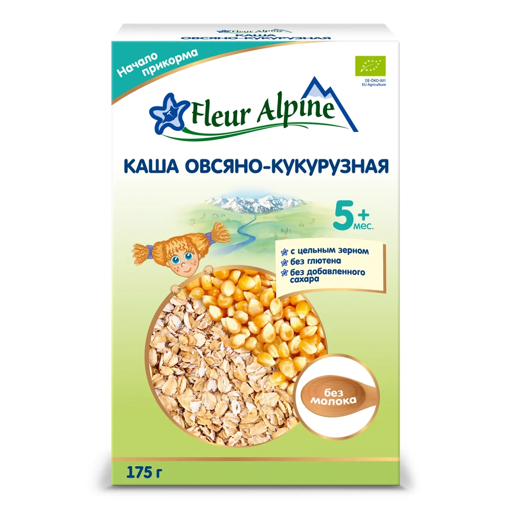 Каша безмолочная Fleur Alpine овсяно-кукурузная 175г с 5 месяцев