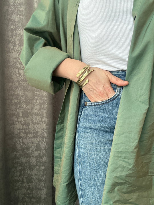 Браслет тонкие линии, бронза