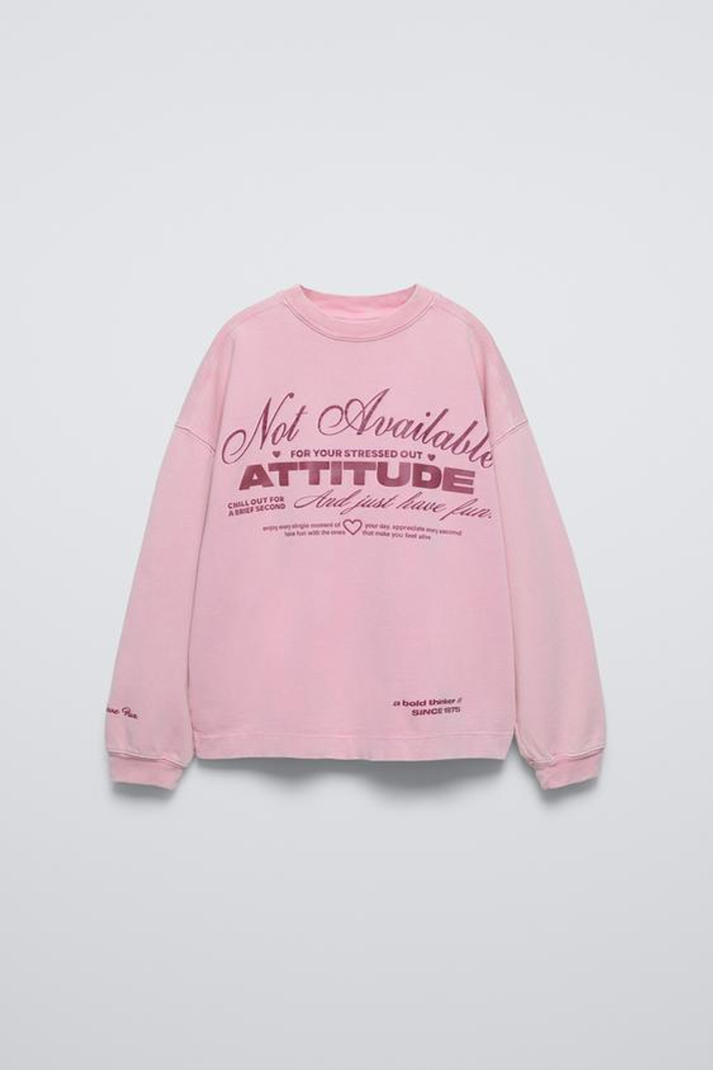 ZARA ФУТБОЛКА С ЭФФЕКТОМ ПОТЕРТОСТИ И НАДПИСЬЮ, РОЗОВЫЙ