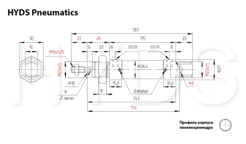DSNU-25-650-PPV-A Пневмоцилиндр