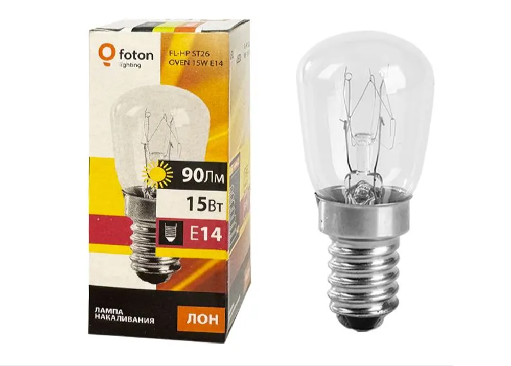 Лампа для духового шкафа, печи Foton Lighting FL-HP ST26 OVEN Е14 15Вт 230В 300°С
