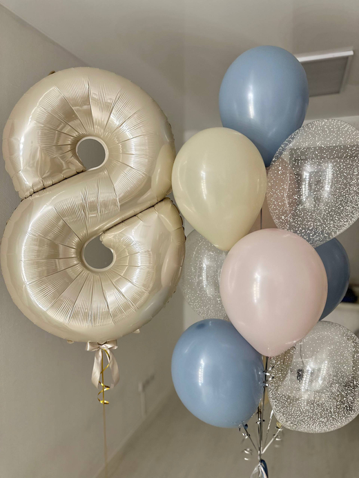Воздушные гелиевые шарики с доставкой по Хабаровску снег/песок/пыльно голубой №4489
