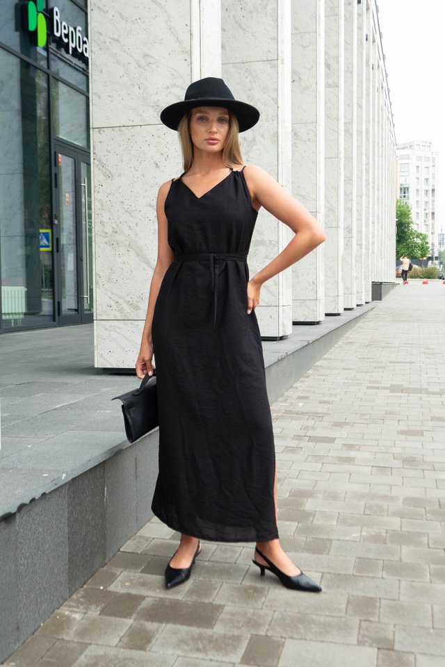Сарафан черный из вискозы