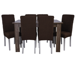 Чехол на стул без оборки со спинкой, цвет Кофе, Набор 6 шт.