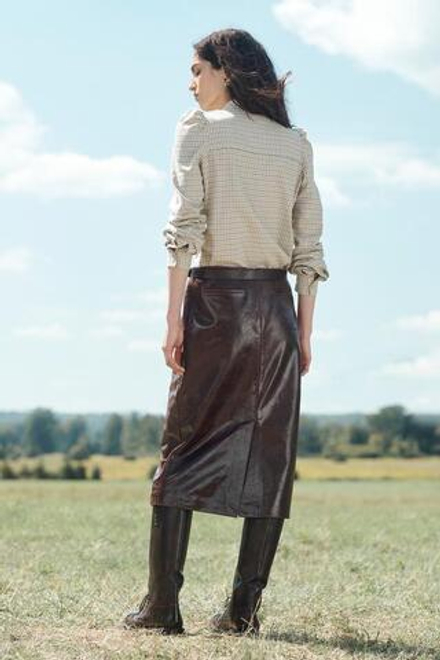 ZARA ЮБКА ПРЯМАЯ ИЗ 100% КОЖИ, БУРГУНДИ