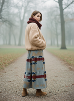 Длинная шерстяная юбка с орнаментом