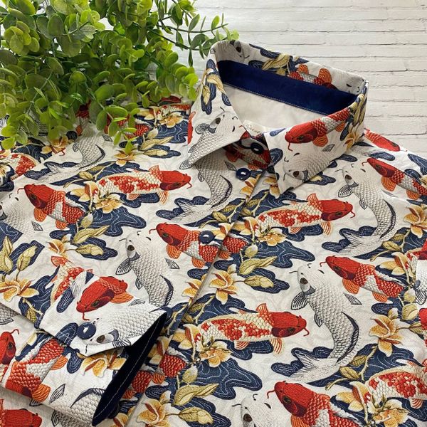 КАРПЫ КОИ, на белом, 100% хлопок 3