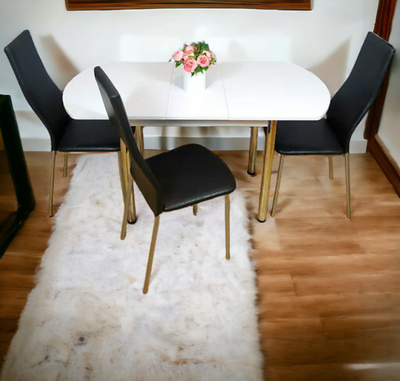 Обеденная группа стол кухонный со стульями NGVK Овал Белый и 3 стула Омега цвет Черный