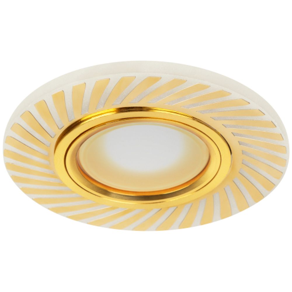 Светильник встраиваемый cо светодиодной подсветкой ЭРА DK LD39 WH/GD /1 под лампу MR16 GU5.3 белый/золото | Встраиваемые LED светильники