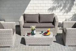 "Капучино" диван из искусственного ротанга двухместный, цвет бежевый