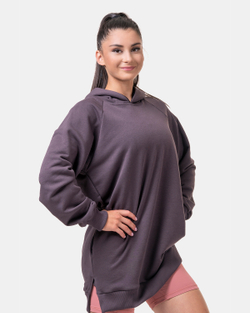 Толстовка женская Nebbia 580 Everyday HERO Long Sweatshirt with a hoodie Marron