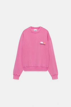 ZARA ТОЛСТОВКА OVERSIZE ИЗ ХЛОПКА С ЭФФЕКТОМ ПОТЕРТОСТИ И ПРИНТОМ AGUSTINA SHUAN, РОЗОВЫЙ