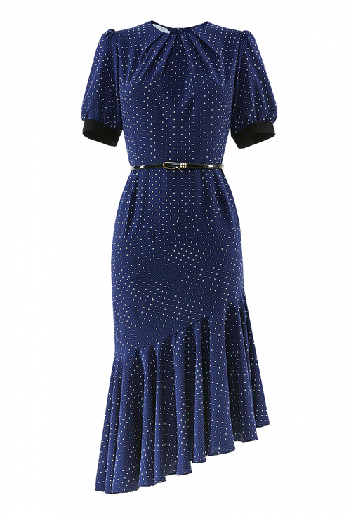 Платье в горох со складками на горловине 09-02-20 SS