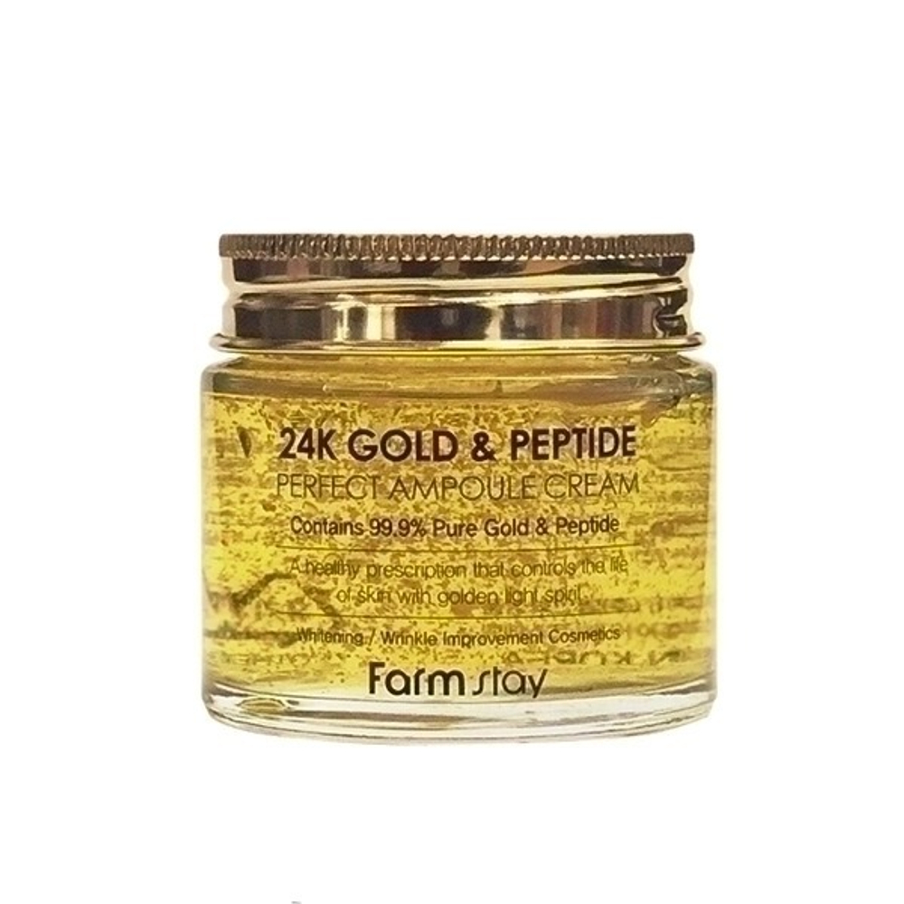 Крем для лица с золотом и пептидами FarmStay 24K Gold Peptide Perfect Ampoule Cream 80 мл.
