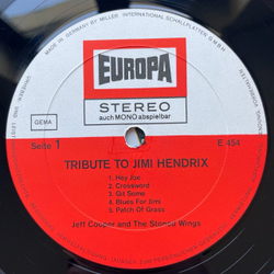 Винтажная виниловая пластинка LP Jeff Cooper And The Stoned Wings Tribute To Jimi Hendrix (Germany 1971)