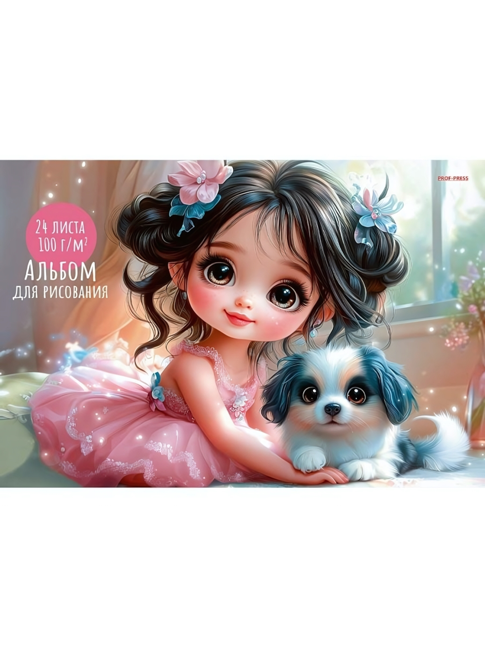 Альбом для рисования А4 24 листа "Девочка и щенок-1" (Проф-Пресс)