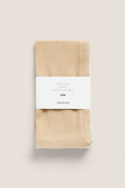 ZARA HOME САЛФЕТКИ С ЗУБЧАТЫМИ КРАЯМИ (УПАКОВКА ИЗ 2 ШТУК), ОХРА