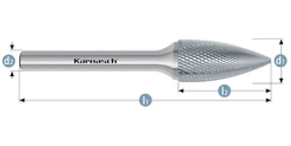 Борфреза твердосплавная Karnasch форма G, 6х18х6х50 мм, насечка HP-3 PRO, покрытие Green-Tec, арт. 11.6096-010