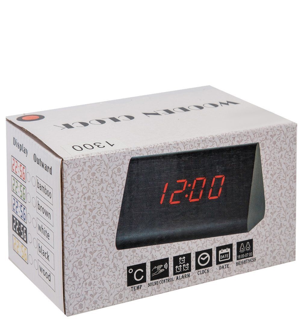 ЯЛ-07-07/ 2 Часы электронные треуг.сред. (жёлтое дерево с зелёной подсветкой)