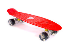 Скейтборд TRIX мини 22" 56 см , пластик, подвеска-алюм., колеса светящиеся PU 45х60 мм черные, ABEC 7, красный