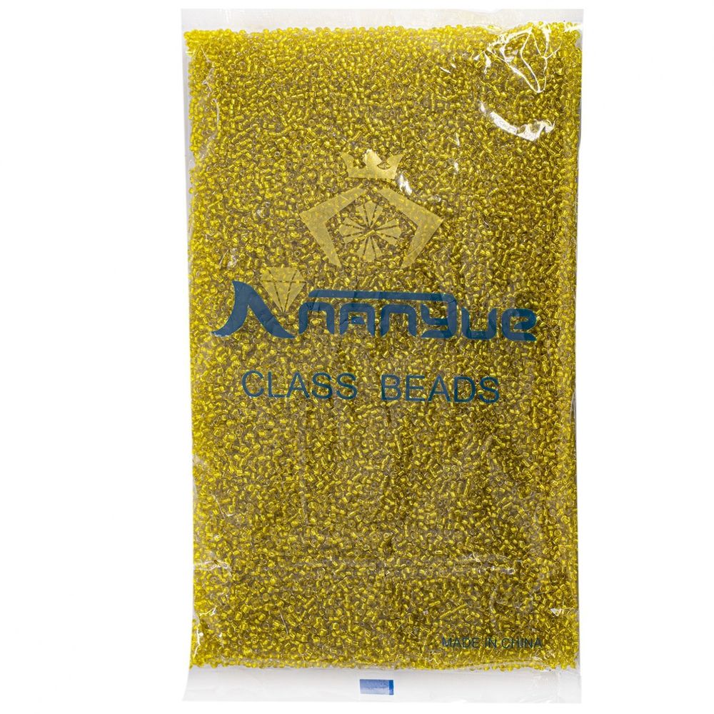 Бисер Alingar размер №12 вес 450 гр., желтый прозрачный, внутреннее серебрение, пакет