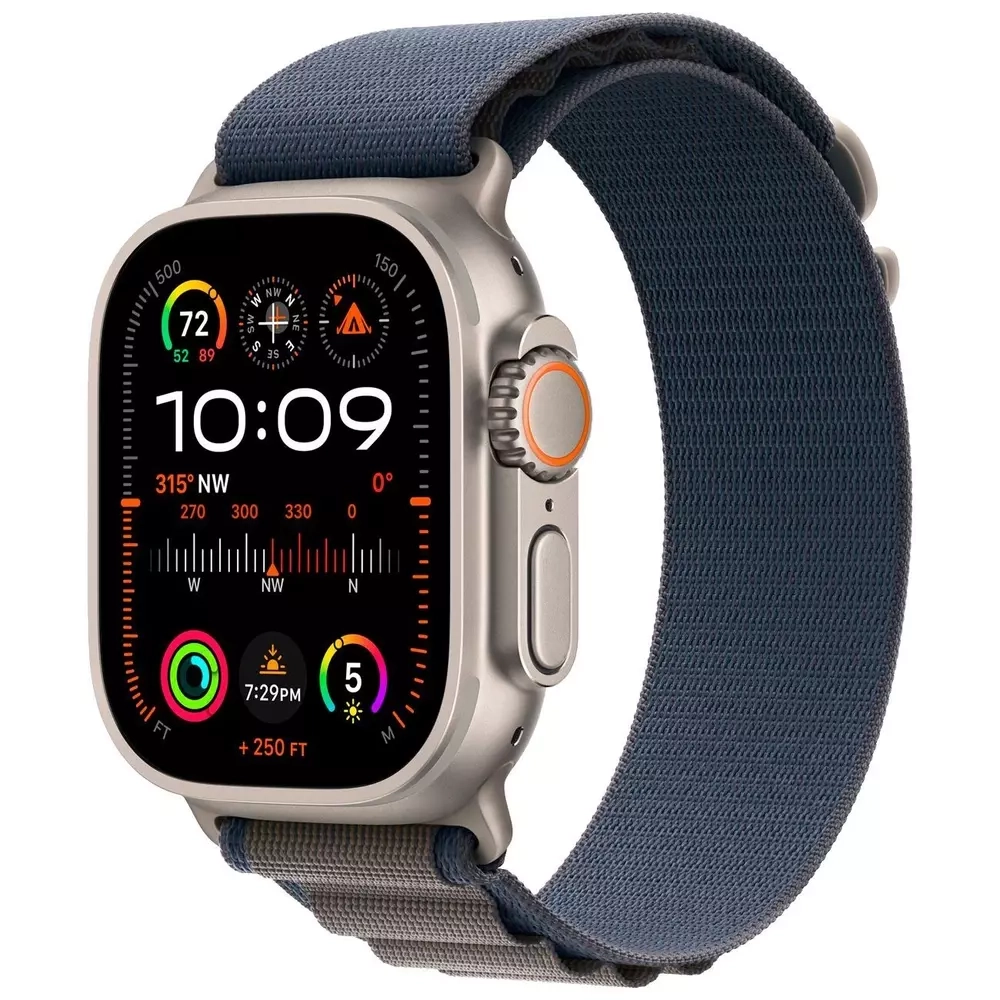Apple Watch Ultra 2, 49 мм, корпус из титана, ремешок Alpine синего цвета