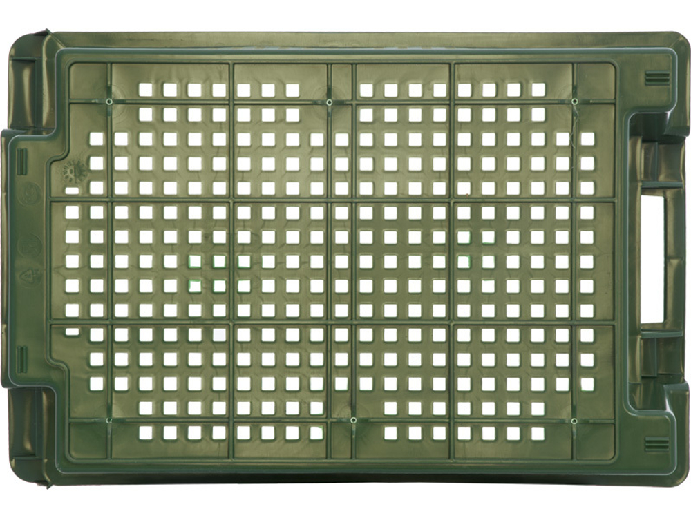 Ящик перфорированный 600×400×200, арт.: 102, объём 48, зелёный, код: 00338